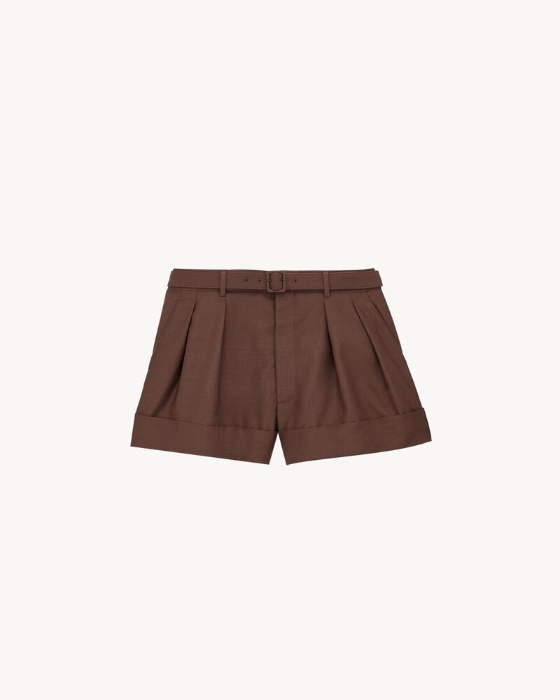 Belted shorts in wool