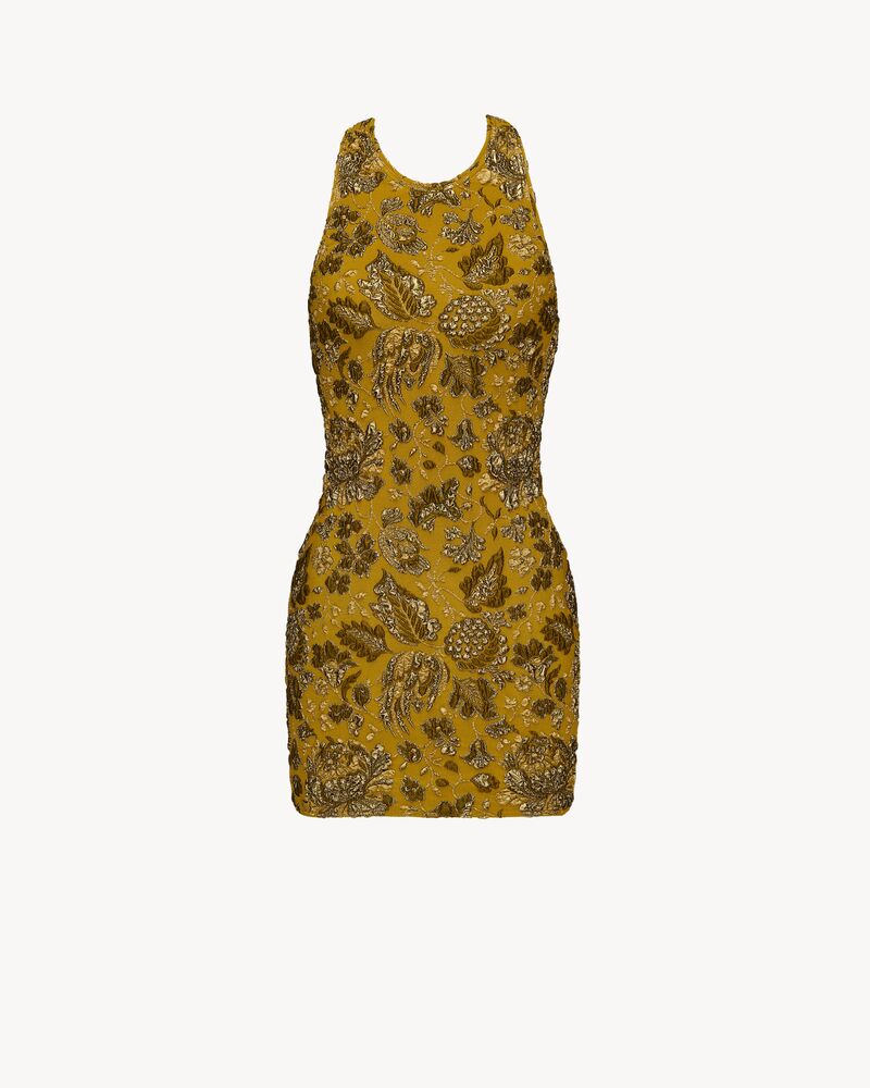 Back-cross jacquard knit mini dress